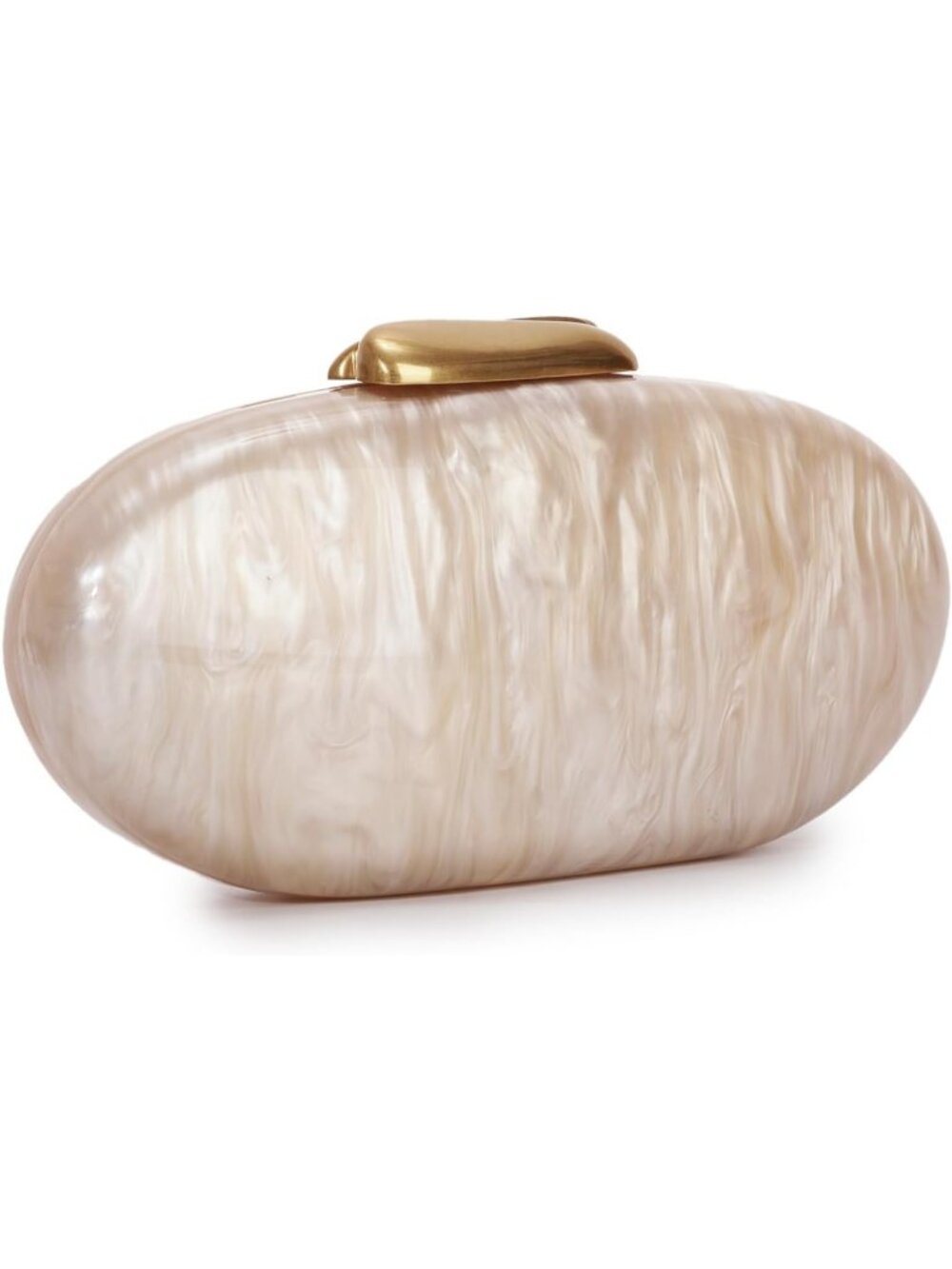 Women's Champagne Acrylic Shell Clutch Purse Oval Seashell Wedding Evening Bag